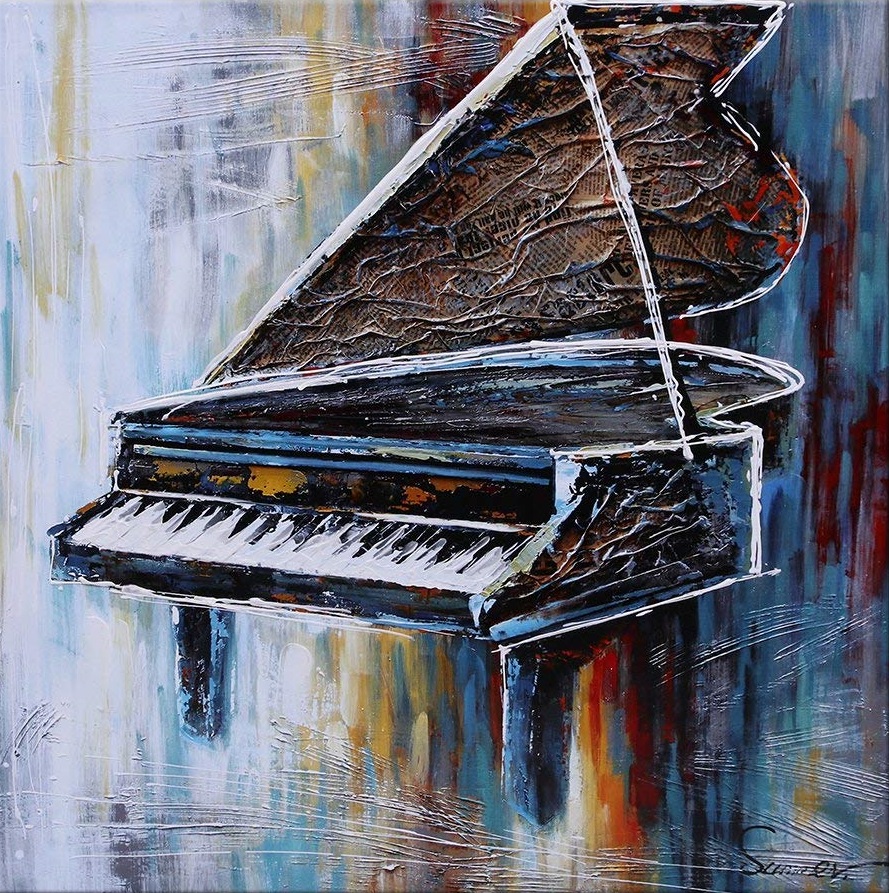 Piano - m&uacute;sica - arte - tela - quadro - pintura