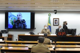 Audiência Pública - Protocolo adotado pela PM na Prevenção da violência doméstica. Tenente Coronel PM e Comandante do Batalhão Maria da Penha da Polícia Militar do Estado de Goiás (PMGO), Neila de Castro Alves