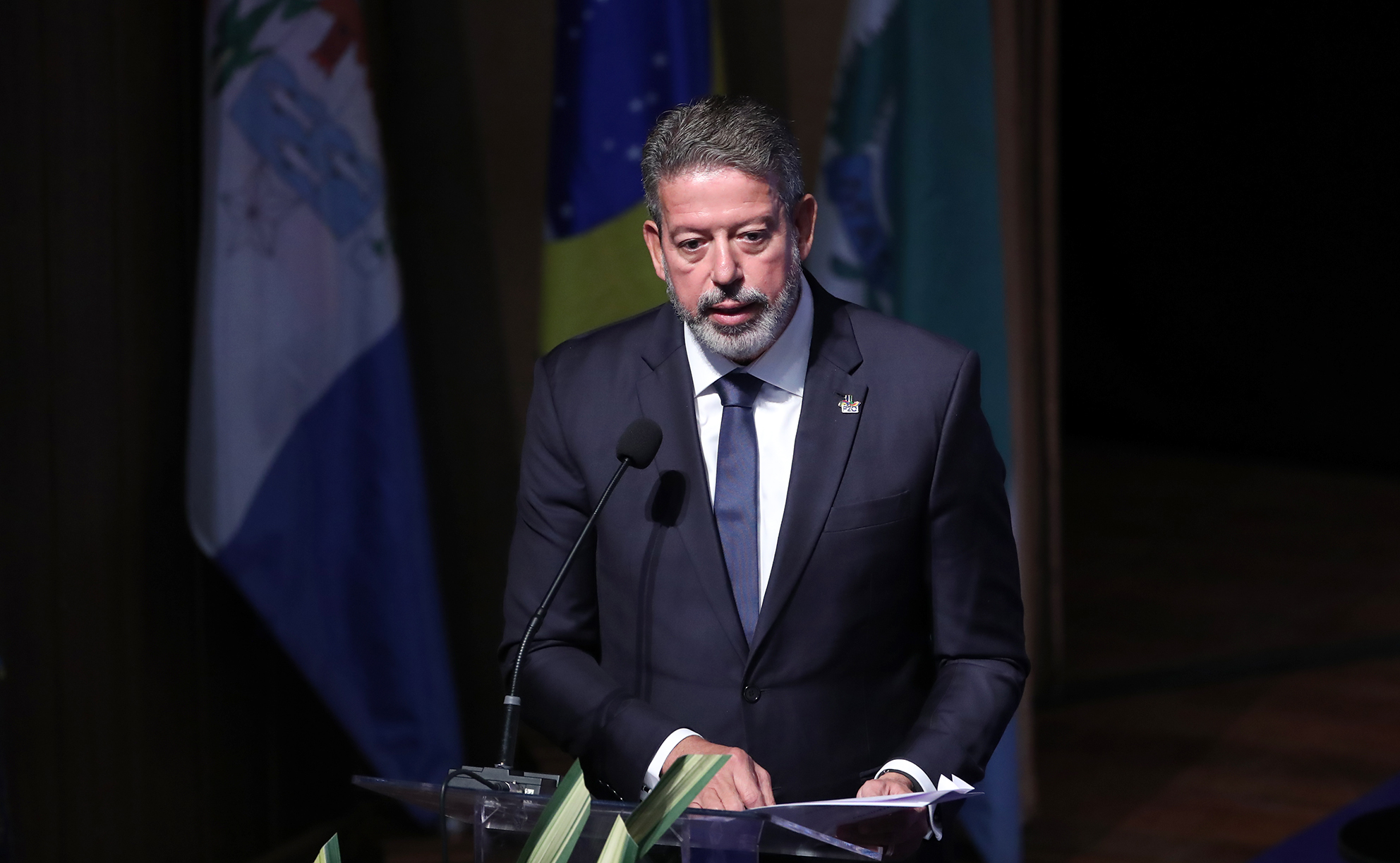 1ª Reunião de Mulheres Parlamentares. Presidente da Câmara dos Deputados, Arthur Lira Lira discursa do encontro das mulheres parlamentares do G20