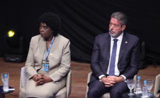1ª Reunião de Mulheres Parlamentares. Dep. Benedita da Silva
	(PT - RJ). Presidente da Câmara dos Deputados, Arthur Lira (PP - AL)