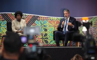 Coletiva de Imprensa. Dep. Benedita da Silva (PT - RJ) e Presidente da Câmara dos Deputados, Arthur Lira