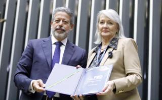 Sessão de encerramento - Closing session - Clausura. Presidente da Câmara dos Deputados do Brasil, Arthur Lira (PP - AL) e South Africa Speaker, Annelie Lotriet.