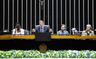 Sessão de encerramento - Closing session - Clausura.   Inter-Parlamentary Union Speaker, Mrs Tulia Ackson e Presidente da Câmara dos Deputados do Brasil, Arthur Lira (PP - AL).  Assessor diplomático e membro do Grupo de Trabalho da Câmara dos Deputados para o P-20, Nilo Dytz Filho. South Africa Speaker, Annelie Lotriet.