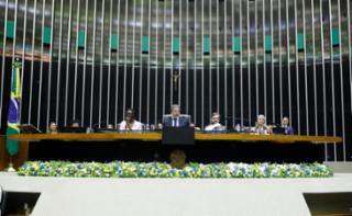 Sessão de encerramento - Closing session - Clausura. Inter-Parlamentary Union Speaker, Mrs Tulia Ackson e Presidente da Câmara dos Deputados do Brasil, Arthur Lira (PP - AL).  Assessor diplomático e membro do Grupo de Trabalho da Câmara dos Deputados para o P-20, Nilo Dytz Filho. South Africa Speaker, Annelie Lotriet.