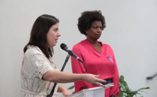 Abertura da exposição Pequim+30 e a Igualdade de Gênero no Parlamento Brasileiro. Dep. Sâmia Bomfim (PSOL - SP) e ONU mulheres, Ana Carolina Querino