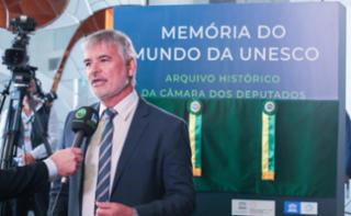 Lançamento da programação comemorativa dos 200 anos da Câmara. Diretor do Centro de Documentação e Informação, Sergio Sampaio Contreiras.