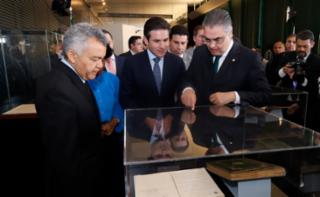 Lançamento da programação comemorativa dos 200 anos da Câmara.Dep.Cleber Verde(MDB-MA),Dep. Lafayette de Andrada (REPUBLICANOS - MG) e Presidente da Câmara dos Deputados, Hugo Motta (REPUBLICANOS  - PB)