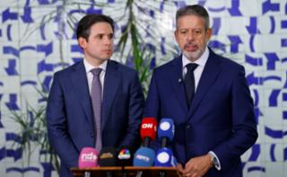 Coletiva de imprensa. Presidente da Câmara dos Deputados, Hugo Motta (REPUBLICANOS - PB) e Dep. Arthur Lira (PP - AL)