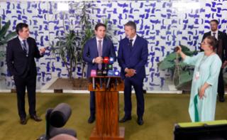 Coletiva de imprensa. Presidente da Câmara dos Deputados, Hugo Motta (REPUBLICANOS - PB) e Dep. Arthur Lira (PP - AL)