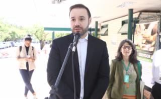Inauguração da "EcoFeira - Orgânicos na Câmara". Estacionamento do Anexo IV. Diretor-Geral da Câmara dos Deputados, Guilherme Barbosa Brandão.