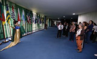 Visita ao Congresso Nacional com apresentação da edição especial do “Visite Encena”. Representando a Federação, Clara Camarano.
