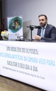 Lançamento da nova era do Programa Ulysses, a Inteligência Artificial da Câmara. Diretor-Geral da Câmara dos Deputados, Guilherme Barbosa Brandão.