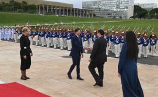 Entrada das Autoridades e Revista as tropas. Presidente da Câmara dos Deputados, Hugo Motta (REPUBLICANOS - PB) e Presidente do Senado Federal, Davi Alcolumbre (UNIÃO - AP)
