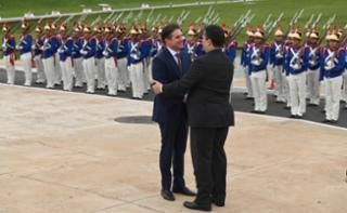Entrada das Autoridades e Revista as tropas. Presidente da Câmara dos Deputados, Hugo Motta (REPUBLICANOS - PB) e Presidente do Senado Federal, Davi Alcolumbre (UNIÃO - AP).