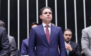 Destinada a inaugurar a 4ª Sessão Legislativa Ordinária da 57ª Legislatura. Presidente da Câmara dos Deputados, Hugo Motta (REPUBLICANOS - PB)