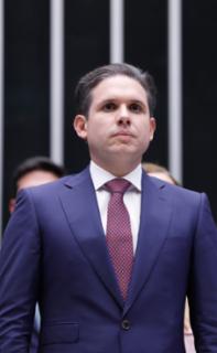 Destinada a inaugurar a 4ª Sessão Legislativa Ordinária da 57ª Legislatura. Presidente da Câmara dos Deputados, Hugo Motta (REPUBLICANOS - PB)