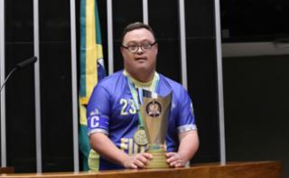Homenagem ao Dia Internacional da Síndrome de Down. FutsalDown do DF, Fernando Tocantins Filho Dinho.