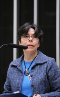 Homenagem aos 75 anos do CNPq. 	Representante da Academia Brasileira de Ciências – ABC, Mercedes Bustamante.
