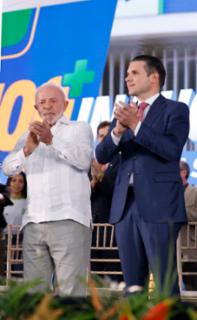 Cerimônia de 113 Inaugurações Simultâneas em Instituições de Ensino e Celebração das Escolas Conectadas. Presidente da República do Brasil, Luis Inácio Lula da Silva, Presidente da Câmara dos Deputados, Hugo Motta (REPUBLICANOS - PB)