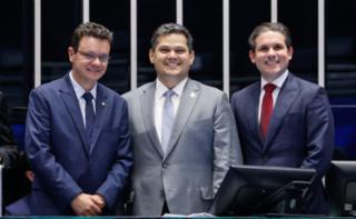 Visita do Presidente da Câmara dos Deputados, Hugo Motta (REPUBLICANOS - PB) ao Senado. Ministro do Tribunal de Contas da União, Odair Cunha (PT-MG) e Presidente do Senado Federal, Davi Alcolumbre (UNIÃO - AP)