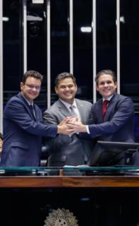 Visita do Presidente da Câmara dos Deputados, Hugo Motta (REPUBLICANOS - PB) ao Senado. Ministro do Tribunal de Contas da União, Odair Cunha (PT-MG) e Presidente do Senado Federal, Davi Alcolumbre (UNIÃO - AP)