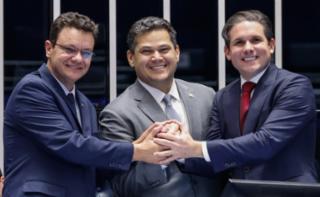 Visita do Presidente da Câmara dos Deputados, Hugo Motta (REPUBLICANOS - PB) ao Senado. Ministro do Tribunal de Contas da União, Odair Cunha (PT-MG) e Presidente do Senado Federal, Davi Alcolumbre (UNIÃO - AP)