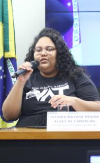 Audiência Pública – Impactos sobre a vida das mulheres e dos pequenos negócios. Coordenadora Estadual do VAT DF, Vitória Mayara Moura Alves de Carvalho.