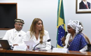 Audiência Pública - Intolerância religiosa contra povos e comunidades tradicionais de matrizes africanas e de terreiros. Participante, Pai Walmir Damasceno. Dep. Erika Hilton (PSOL - SP) e Participante, Mãe Zana.