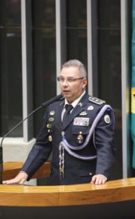 Homenagem ao Dia do Bombeiro e aos 170 Anos do CBMDF. 	Sub Comandante da PM/DF, André Luiz Caldas.