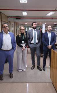 Café com Prosa e Integração com os novos servidores. Diretor Administrativo, Mauro Barreto.  Diretora do Departamento de Contratação e Logística, Luciane Rodrigues de Paiva Ferreira. Secretário-Geral da Mesa, Lucas Ribeiro Almeida Júnior. Diretor-Geral da Câmara dos Deputados, Guilherme Barbosa Brandão.