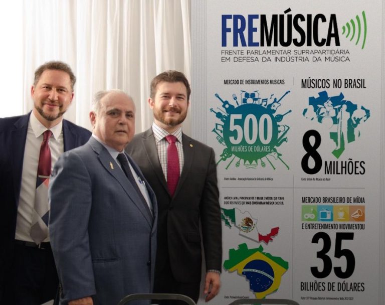 Deputados Roberto Pessoa (C) e Pedro Augusto Bezerra (D). Frente Parlamentar Suprapartidária em Defesa da Indústria da Música