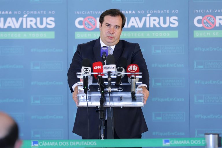 Presidente da Câmara dos Deputados, dep. Rodrigo Maia, concede entrevista coletiva sobre a atividade legislativa durante a crise causada pelo coronavírus
