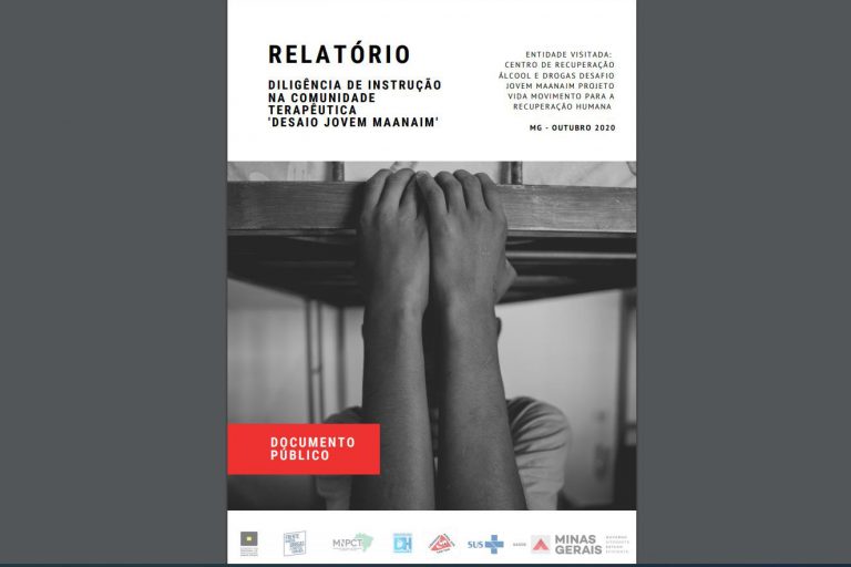 Capa relatório Diligência de instrução na comunidade terapêutica