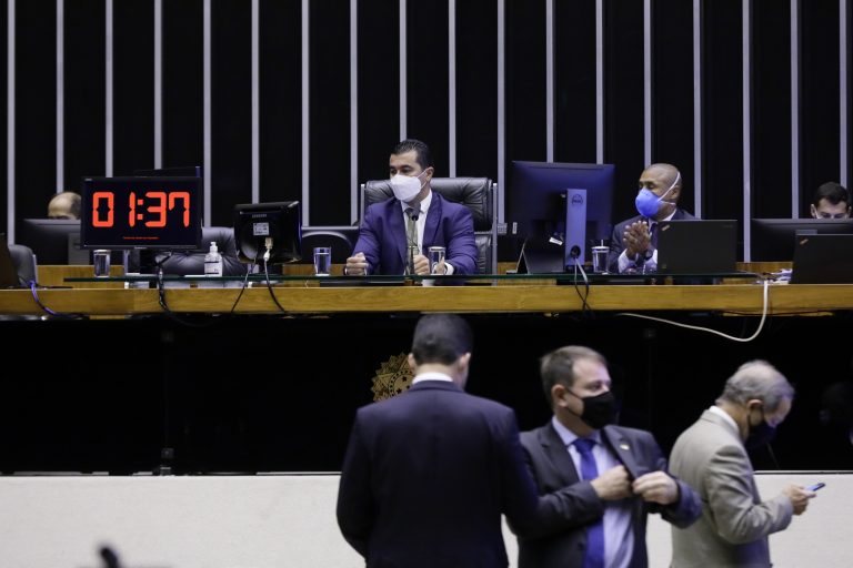 Deputados estão de máscara acompanhando a votação do Plenário