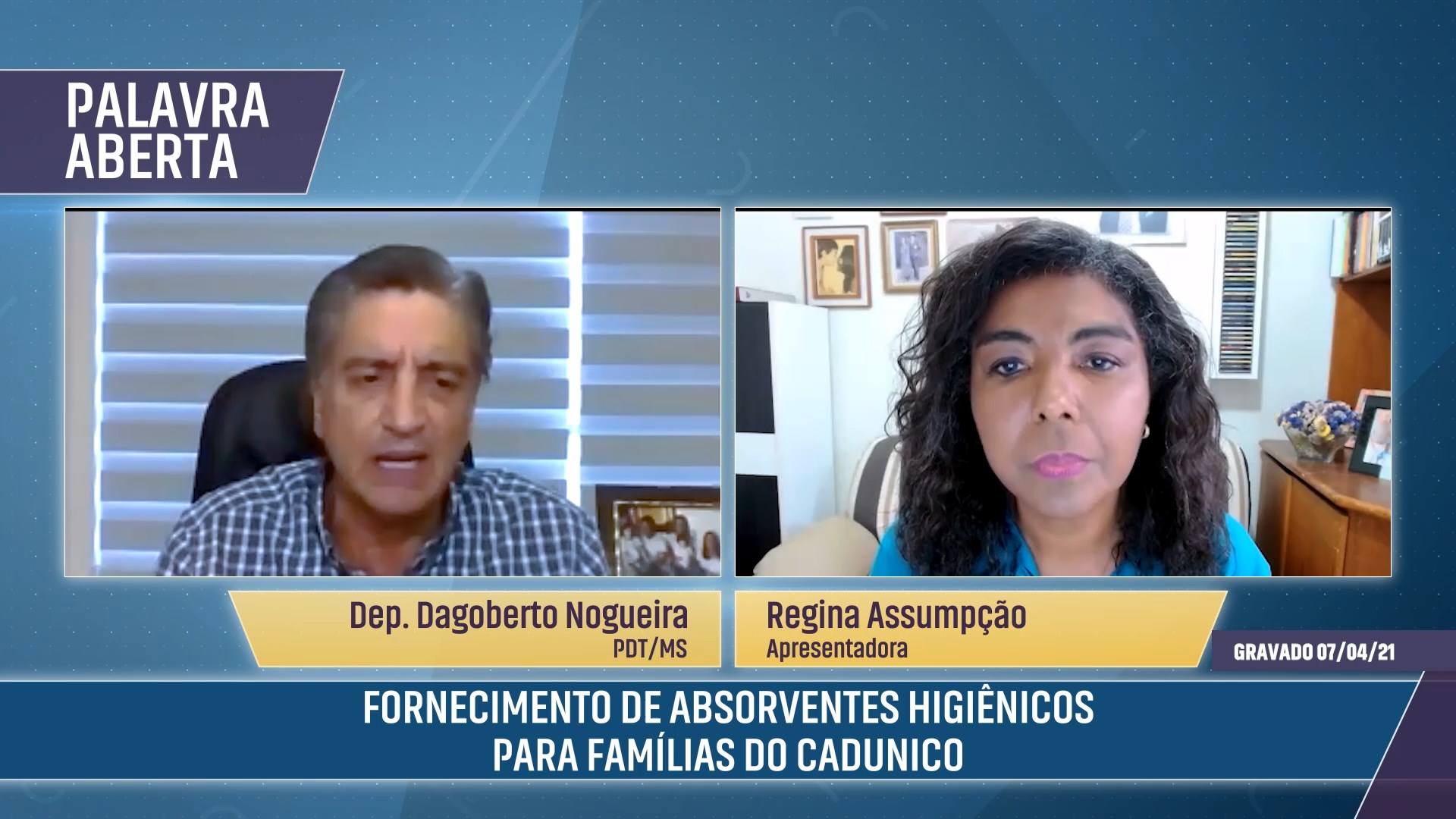 Fornecimento de absorventes higiênicos para famílias do CadÚnico