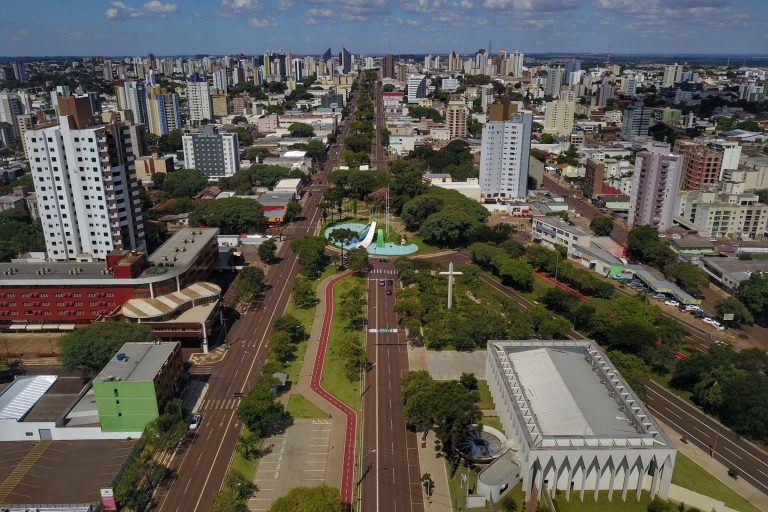 Vista aérea da cidade de Cascavel, no Paraná