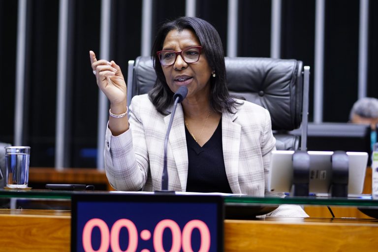 Deputada Rosangela Gomes fala ao microfone