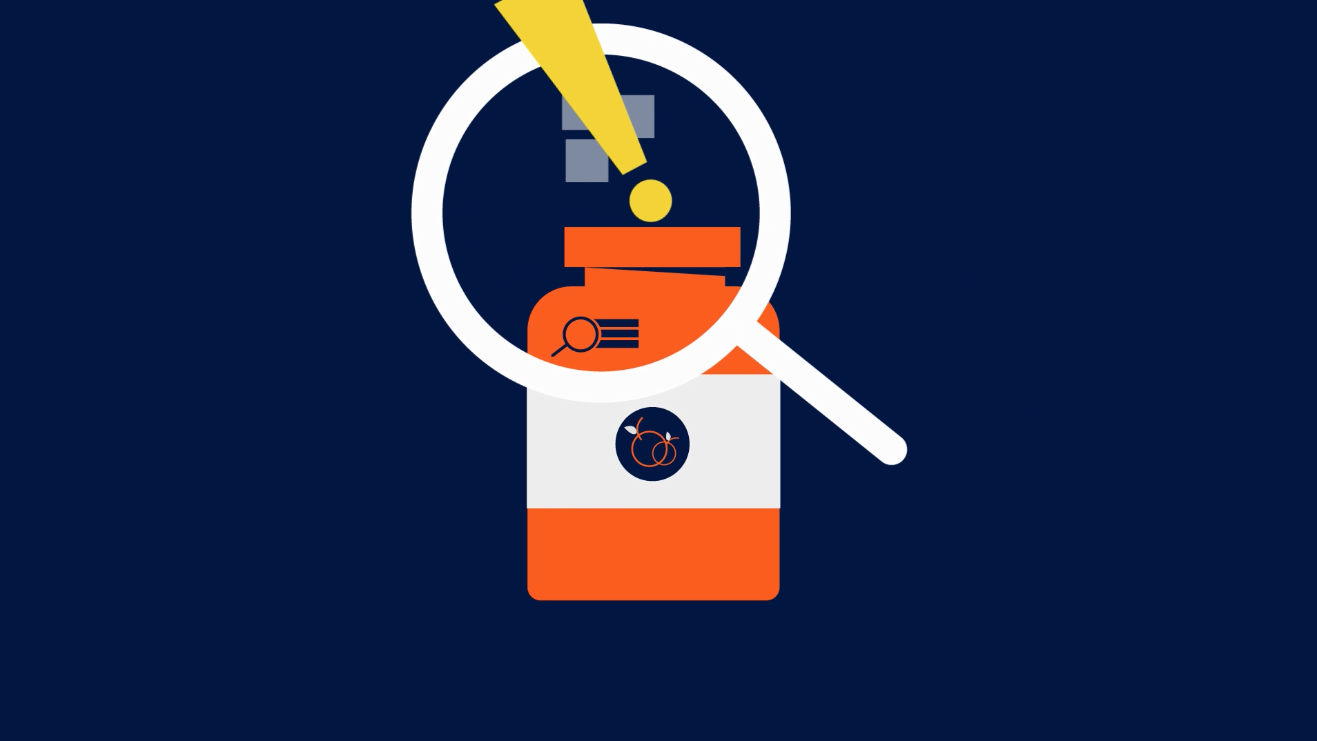 A imagem de uma lupa no rótulo do alimento indica alto teor de açúcar, gordura ou sódio