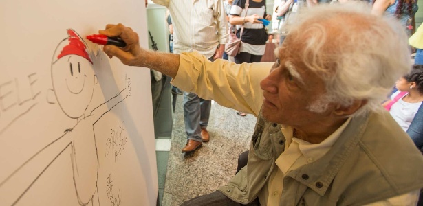 Ziraldo na abertura da exposição A Turma do Pererê