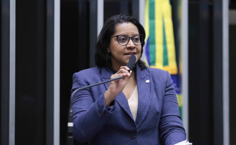 Deputada Gisela Simona fala ao microfone