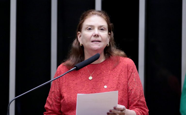 Deputada Fernanda Pessoa fala ao microfone