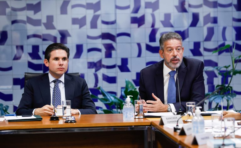 Reunião de Líderes. Presidente da Câmara dos Deputados, Hugo Motta (REPUBLICANOS - PB) e Dep. Arthur Lira (PP - AL)