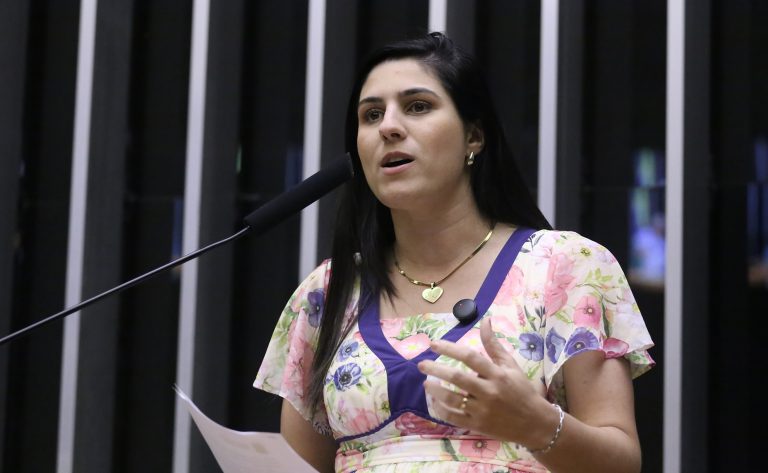 Deputada Chris Tonietto fala ao microfone