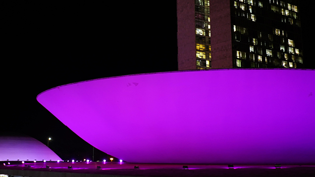 Congresso se ilumina de roxo para conscientização sobre lipedema